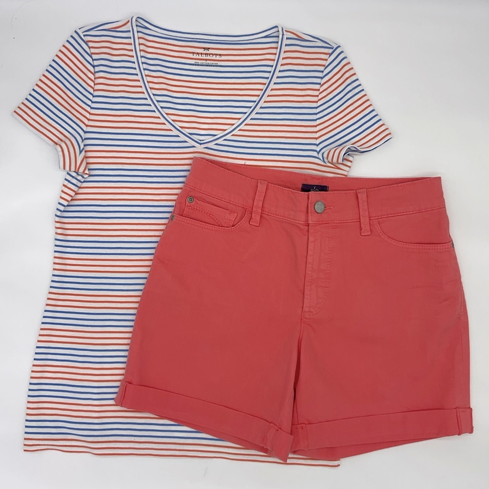 Bundle NYDJ Cuffed Shorts Sz 6  + Talbots Tee Sz S